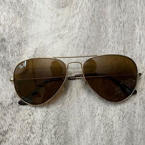 Ray-Ban Aviator Gold Frame Sunglasses with Brown Lenses